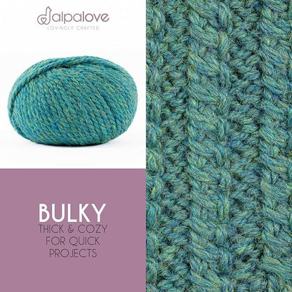 Bulky Set (6 x 1.75 oz) Super Soft Baby Alpaca Knitting Yarn Blue Green 328 Yards