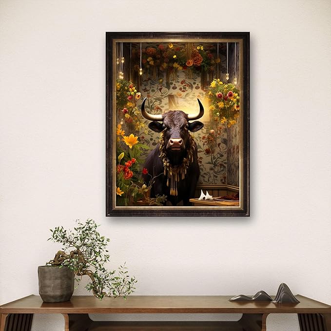 Leczany Cross Stitch Stamped Kit for Beginner - Cows and Flowers | DIY Embroidery Starter Patterns Craft Kit Needlepoint for Adults | 11CT, 3 Strands | 13x16.9 inches