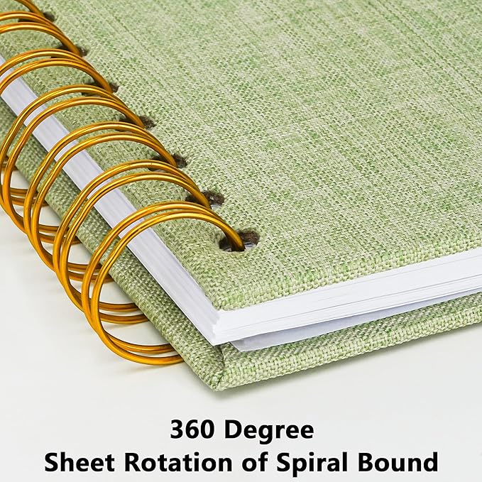 Yopih Linen Covered Scrapbook Photo Album, 10x10 Inches with Hardcover Kraft White Pages - Ideal for Travel, Wedding, Guest Book, Christmas, Baby Shower (40 Sheets/80 Pages)