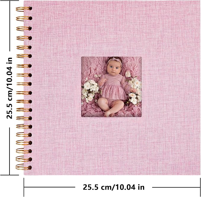 Yopih Linen Covered Scrapbook Photo Album, 10x10 Inches with Hardcover Kraft White Pages - Ideal for Travel, Wedding, Guest Book, Christmas, Baby Shower (20 Sheets/40 Pages)