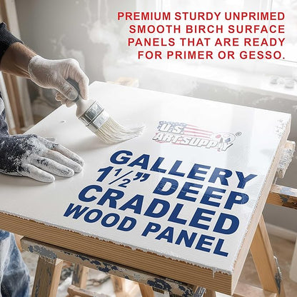 U.S. Art Supply 30" x 40" Unfinished Cradled Wood Panels for Painting, Gallery 1-1/2" Deep (2 Pack) - Artist Depth Wooden Wall Canvases - Mixed-Media Craft, Acrylic, Oil, Encaustic, Paint Pouring