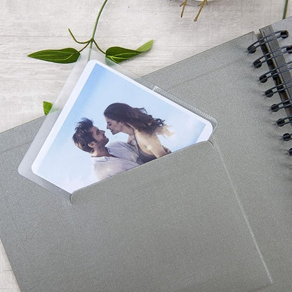 10 x 10 Inch DIY Scrapbook Photo Album with Window Design Cover 80 Pages Craft Paper Memory Book for Weeding Anniversary Travel and Baby (Gray)