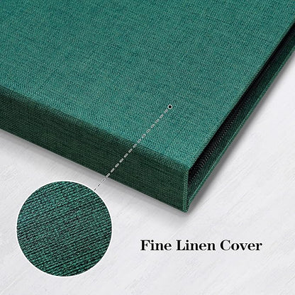 Mublalbum 2 Pack Small 4x6 Photo Album Linen Cover with Display Window Mini Picture Book Each Holds 52 Vertical Pockets for Artwork Postcards or Pictures Storage (Dark Green)