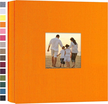 potricher Small Photo Album 4x6 200 Photos Linen Cover Picture Photo Book for Family Wedding Anniversary Baby Vacation (Orange,200 Pockets)
