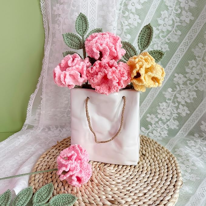 Lily's Lyric Flower Crochet Kit | Carnation & Ash Leaf | Step-by-Step Video Tutorial for Adults Teenagers | Craft Gift Idea DIY Home Decoration