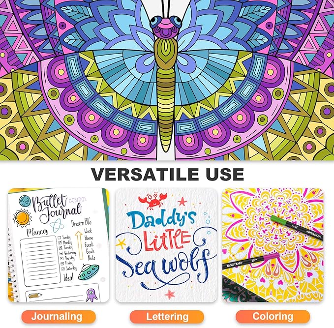 Mogyann Markers for Adult Coloring 72 Colored Pens Dual Tip Brush Markers for Coloring Books