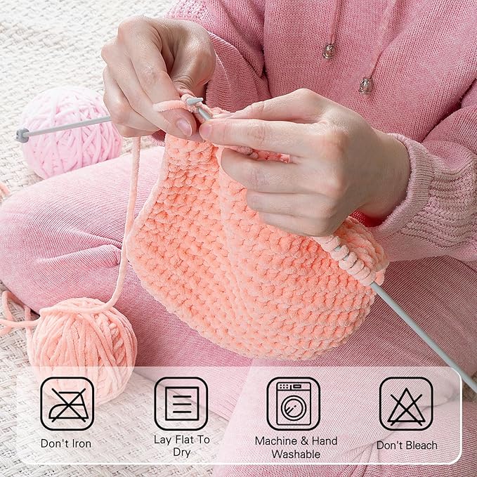 3 * 100g Chunky Yarn for Crocheting and Knitting - Easy to Use Plush Chenille Super Bulky Yarn 393yds - Ultra Soft Velvet Baby Blanket Yarn for Beginners & Amigurumi Projects, Turmeric