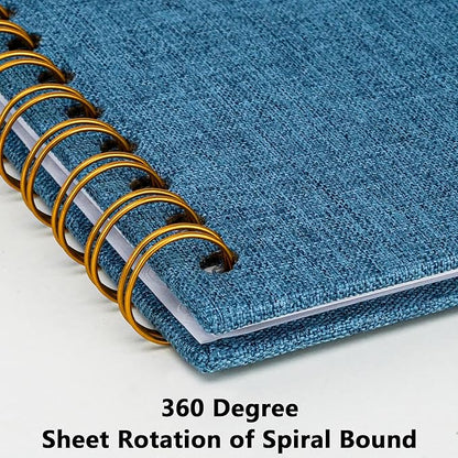 Yopih Linen Covered Scrapbook Photo Album, 8x8 Inches with Hardcover Kraft White Pages - Ideal for Travel, Wedding, Guest Book, Christmas, Baby Shower (20 Sheets/40 Pages)