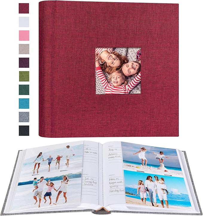 Mublalbum Photo Album 4x6 200 Photos Linen Cover with Memo Areas Photobook Pictures Book for Wedding Family Baby and Vacation (Red)