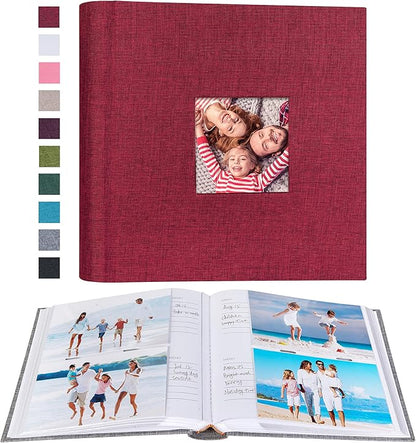 Mublalbum Photo Album 4x6 200 Photos Linen Cover with Memo Areas Photobook Pictures Book for Wedding Family Baby and Vacation (Red)
