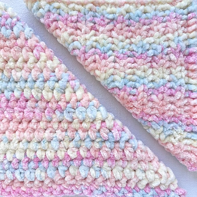Chenillique XL Plush Chenille Yarn – 4-Pack (352 Yards / 400 g) – Variegated Super Bulky Yarn for Plushies, Blankets, Amigurumi & Accessories - Pastel Dreams