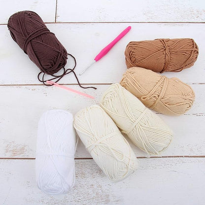 Threadart Crochet 100% Pure Cotton Yarn Set | Neutral Colors | Pack of 6 Skeins Each 50 Grams | Worsted Medium #4 Yarn | 85 yds per Skein