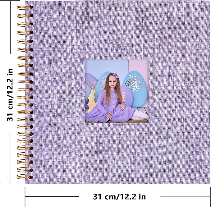 Yopih Linen Covered Scrapbook Photo Album, 12x12 Inches with Hardcover Kraft White Pages - Ideal for Travel, Wedding, Guest Book, Christmas, Baby Shower (40 Sheets/80 Pages)