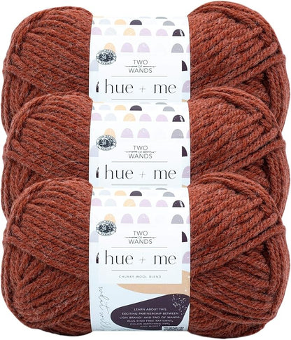 Lion Brand Yarn, Hue + Me Chunky Yarn for Crocheting, Knitting, and Crafts, Spicy, 3 Pack