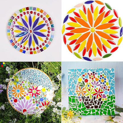 EDFLIFE Ceramic Mosaic Tiles for Crafts, Assorted Leaf Petal Ceramic Tiles for Crafts, 1.1lb Glazed Mosaic Tiles for Mosaic Making Kits Adult DIY Hobbies Children Handmade Home Decoration