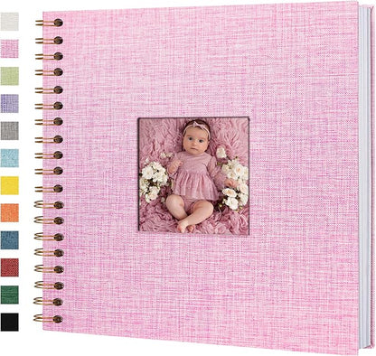 Yopih Linen Covered Scrapbook Photo Album, 10x10 Inches with Hardcover Kraft White Pages - Ideal for Travel, Wedding, Guest Book, Christmas, Baby Shower (40 Sheets/80 Pages)