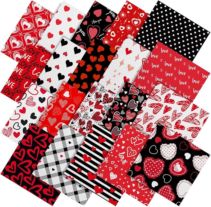 Fainne 40 Sheet 12 x 12 Inch Valentine‘S Day Scrapbook Paper Double Sided Scrapbook Specialty Paper Black Red Heart Love Printed for DIY Handmade Crafting Home Party Decor Card Making