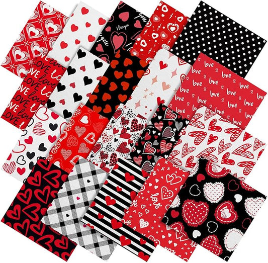 Fainne 40 Sheet 12 x 12 Inch Valentine‘S Day Scrapbook Paper Double Sided Scrapbook Specialty Paper Black Red Heart Love Printed for DIY Handmade Crafting Home Party Decor Card Making