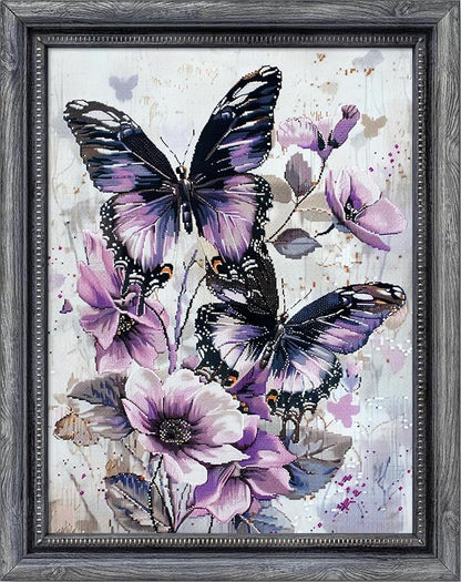 Leczany Cross Stitch Patterns Stamped Kit for Beginners | Embroidery Supplies DIY Craft Kit Needlepoint for Adults Starter | 11CT, 3 Strands | Butterflies and Flowers 15.8x20.9 inches
