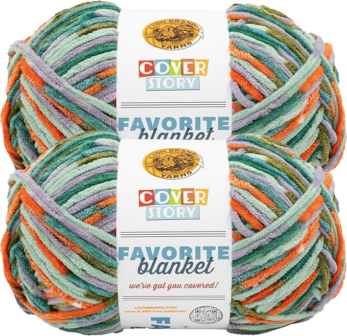Lion Brand Yarn, Cover Story Favorite Blanket Yarn for Knitting and Crochet, 223 Yards, Snapping Turtle, 2 Pack