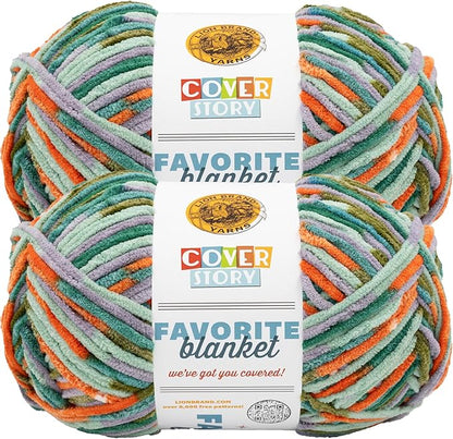 Lion Brand Yarn, Cover Story Favorite Blanket Yarn for Knitting and Crochet, 223 Yards, Snapping Turtle, 2 Pack