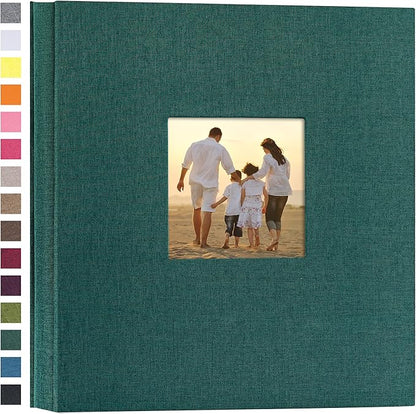 potricher Small Photo Album 4x6 200 Photos Linen Cover Picture Photo Book for Family Wedding Anniversary Baby Vacation (Dark Green,200 Pockets)