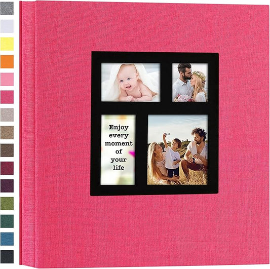 potricher Photo Album 4x6 600 Photos Linen Cover Large Capacity Picture Albums for Family Wedding Anniversary Baby Vacation (Rose Red)