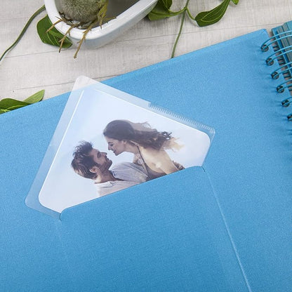12 x 12 Inch Large DIY Scrapbook Photo Album with Window Design Cover 80 Pages Craft Paper Memory Book for Weeding Anniversary Travel and Baby (Blue)