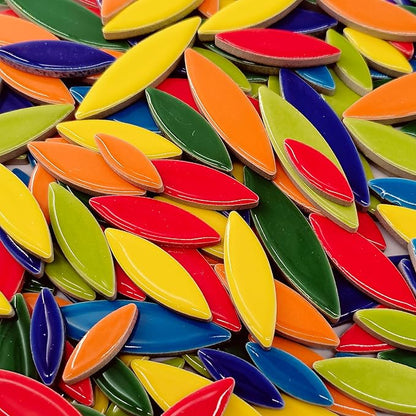 EDFLIFE Glazed Ceramic Mosaic Tiles for Crafts, 1.1lb Leaf Petal Tiles for Mosaic Crafts, Assorted Porcelain Ceramic Tiles for Mosaic Making Kits Art Projects and Outdoor Decorations (Mixed Color)…