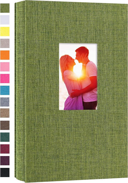 potricher Small Photo Album for 4x6 300 Photos Linen Cover Picture Book for Family Wedding Anniversary and Baby (Green)