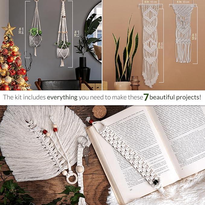MIGO Creates Macrame Kits for Adults Beginners with 126 Macrame Supplies and 7 Projects E-Book: DIY Macrame Kit with 165 Yards Macrame Cord and Craft Supplies & Materials to Start Macrame!