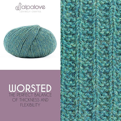 Worsted Set (6 x 1.75 oz) Super Soft Baby Alpaca Knitting Yarn Blue Green 656 Yards