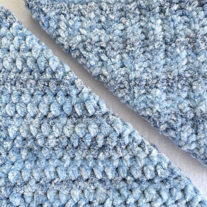 Chenillique XL Super Bulky Chenille Yarn – 100g Skein (88 Yards) + Safety Eyes + Free Plushie Pattern – Plush Polyester Yarn for Amigurumi, Crochet & Knitting - Ocean Mist