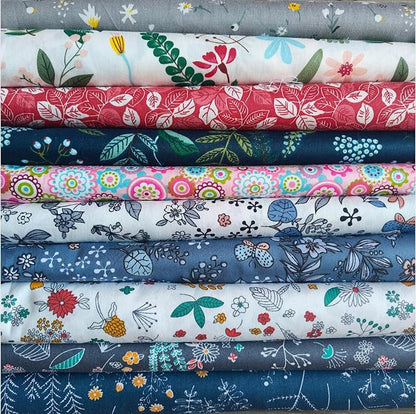 10Pcs 9.8"*9.8"(25cm*25cm) Cotton Fabric DIY Making Supplies Quilting Patchwork Fabric Fat Quarter Bundles DIY for Quilting Cotton Patchwork Cushions (10pcs Mix, 25 * 25cm)