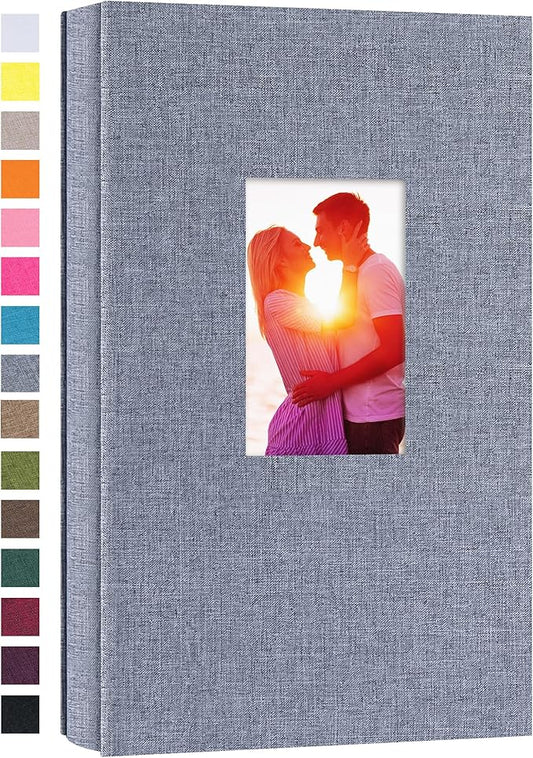 potricher Photo Album for 4x6 300 Photos Linen Cover Photo Book for Family Wedding Anniversary Baby (Grey, 300 Pockets)