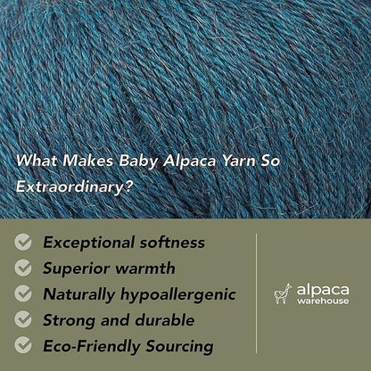 100% Baby Alpaca Yarn Wool Set of 3 Skeins (150 Grams) DK Weight - Made in Peru - Heavenly Soft and Perfect for Knitting and Crocheting (Aqua Blue, DK)