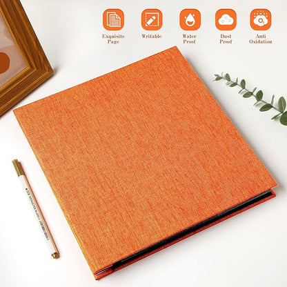 Spbapr Large Photo Album Self Adhesive Linen Cover Magnetic Scrapbook Album DIY Scrap Book 60 Black Sticky Pages for 3x5 4x6 5x7 8x10 Pictures with A Metal Pen