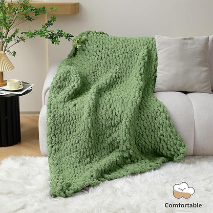 Chunky Yarn for Hand Knitting - #10 Chunky Chenille Yarn, Jumbo Big Thick Chunky Yarns for Crocheting, Super Bulky Chunky Knit Blanket Yarns, 8 Skein (25 yds 8 oz Each Skein), Smoky Green
