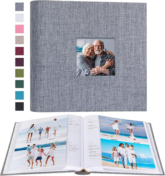 Mublalbum Photo Album 4x6 200 Photos Linen Cover with Memo Areas Photobook Pictures Book for Wedding Family Baby and Vacation (Gray)