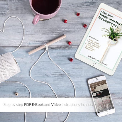 MIGO Creates Macrame Kits for Adults Beginners with 126 Macrame Supplies and 7 Projects E-Book: DIY Macrame Kit with 165 Yards Macrame Cord and Craft Supplies & Materials to Start Macrame!