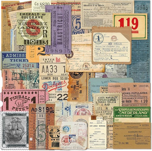 PRSTINCOL 100Pcs Vintage Sticker Pack - Scrapbooking Supplies & Junk Journal Accessories - Aesthetic Stickers for Water Bottles, Craft Kits, Bullet Journals - Retro Design
