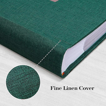 Mublalbum Photo Album 4x6 200 Photos Linen Cover with Memo Areas Photobook Pictures Book for Wedding Family Baby and Vacation (Dark Green)