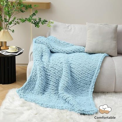 Chunky Yarn for Hand Knitting - #10 Chunky Chenille Yarn, Jumbo Big Thick Chunky Yarns for Crocheting, Super Bulky Chunky Knit Blanket Yarns, 8 Skein (25 yds 8 oz Each Skein), Sky Blue