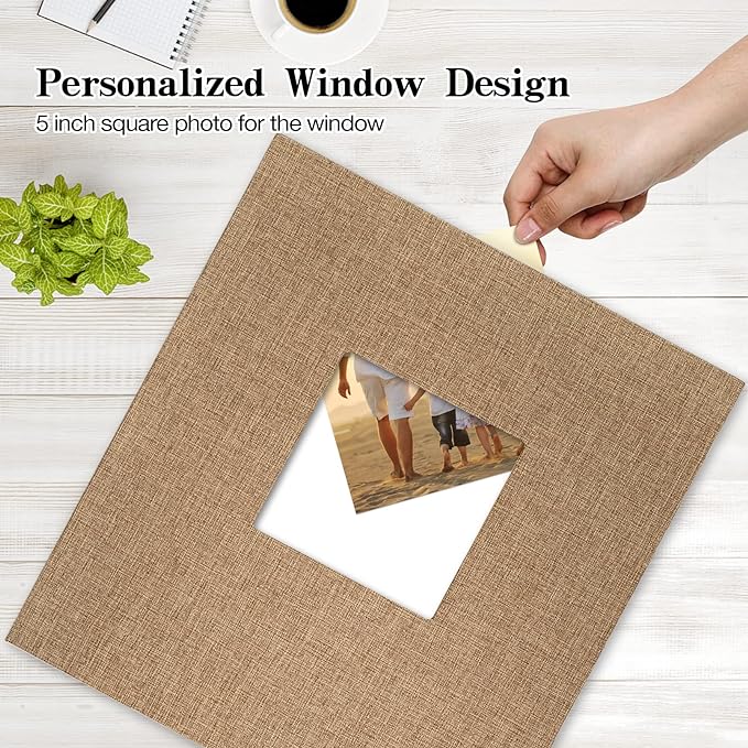 potricher Linen Hardcover Photo Album 4x6 600 Photos Large Capacity for Family Wedding Anniversary Baby Vacation (Khaki, 600 Pockets)