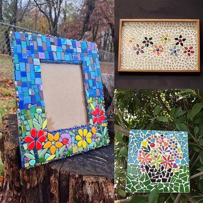 EDFLIFE Ceramic Mosaic Tiles for Crafts, 7oz Assorted Colors Petal Mosaic Tiles Ceramic for Art Supplies, Mosaic Making Kit for DIY Hobbies Children Handmade Home Decoration Art Projects (Drop)