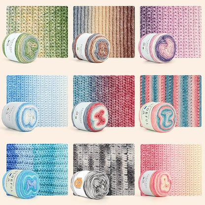Aeelike Gradient Yarn for Crocheting, 3 Skeins Cake Yarns 100g (3.52 oz) 245m (267 Yards) # 3 Light Weight - Super Soft Ombré Fairyland Yarns for Making Colorful Crafts, Blue Green Gradient