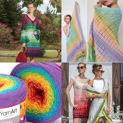 2 Skein Yarn Art Flowers Yarn 55% Cotton 45% Acrylic 250gr 1094yds Multicolor Cotton Yarn Rainbow Crochet Yarn Spring Summer Fine 1 Top 7 Most Used Colors (Flowers, 277)