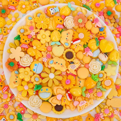 100Pcs Slime Charms, Mixed Cute Resin Charms Set for Scrapbooking, Phone Cases, Hair Accessories, Fake Candy Decor, Crafting Embellishments & DIY Keychains