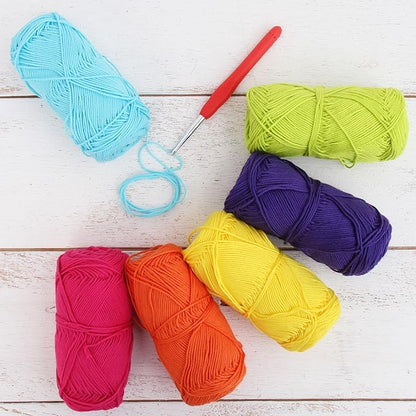 Threadart Crochet Cotton Yarn Set | Confetti Colors | Pack of 6 Skeins Each 50g | Fine #2 Yarn | 165yds per Skein