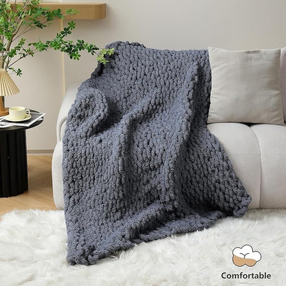 Chunky Yarn for Hand Knitting - #10 Chunky Chenille Yarn, Jumbo Big Thick Chunky Yarns for Crocheting, Super Bulky Chunky Knit Blanket Yarns, 8 Skein (25 yds 8 oz Each Skein), Charcoal Grey
